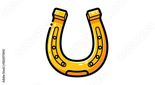 Golden Horseshoe Illustration Symbol of Luck and Good Fortune with Detailed Design