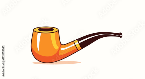 A classic tobacco pipe, depicted in an illustration with warm orange hues and a dark stem