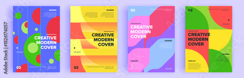 Modern abstract covers set, minimal covers design. Colorful geometric background, vector illustration.