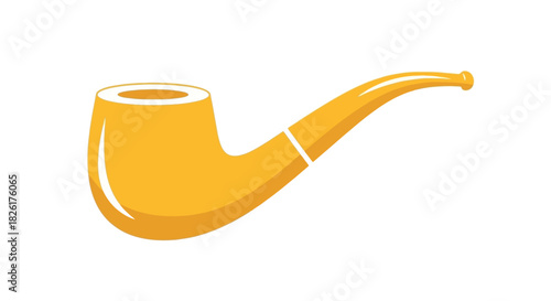 Stylized Golden Smoking Pipe Vector Illustration, an Emblem of Vintage Sophistication, Leisure, and Contemplative Thought, Presented as a Classic Graphic Element