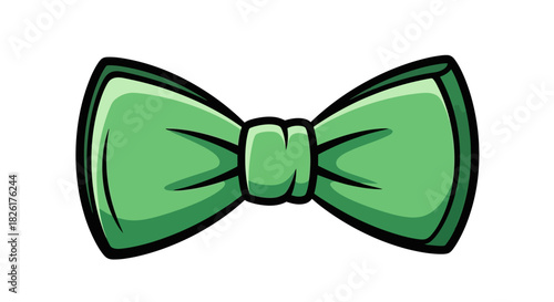 Classic green bow tie in a fun cartoon style, an isolated vector illustration of a formal neckwear accessory