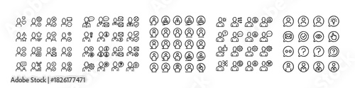 User interface profile and communication line icons set