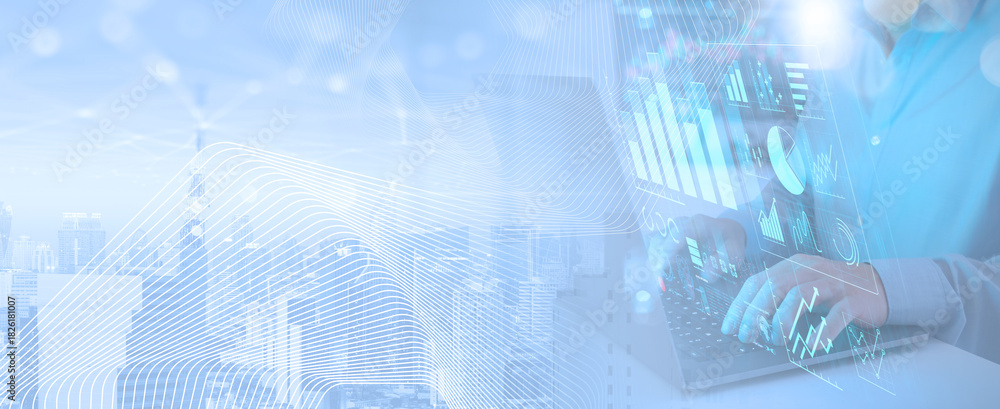 Fototapeta premium Business Analytics Dashboard with Digital Data Visualization