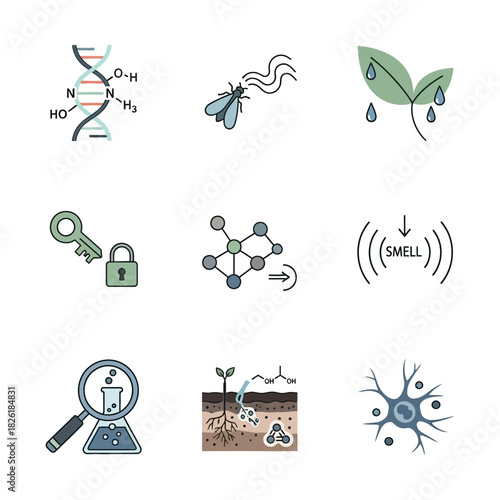 Science and Nature Icons Illustrating Biology and Chemistry.