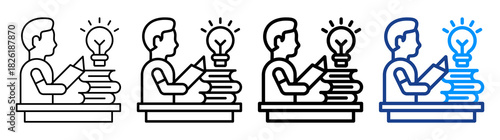 Self Directed Learning Icon Different Style Outline Collection Set