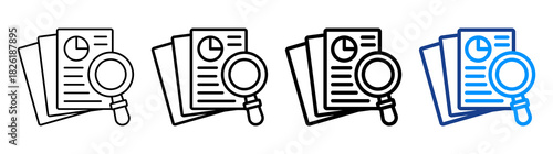Research Paper Icon Different Style Outline Collection Set
