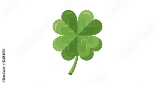 A Vibrant Four-Leaf Clover Vector: Symbol of Irish Luck and St. Patrick's Day Spirit