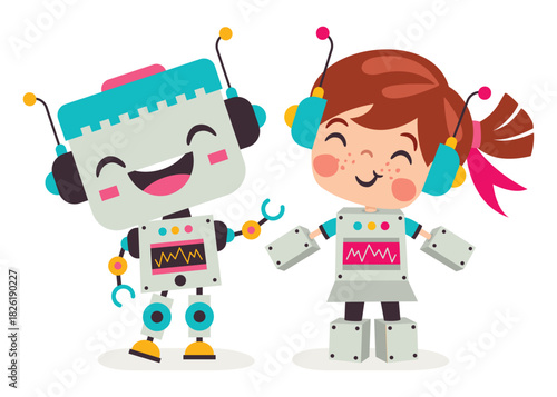 Cartoon Kid In Robot Costume