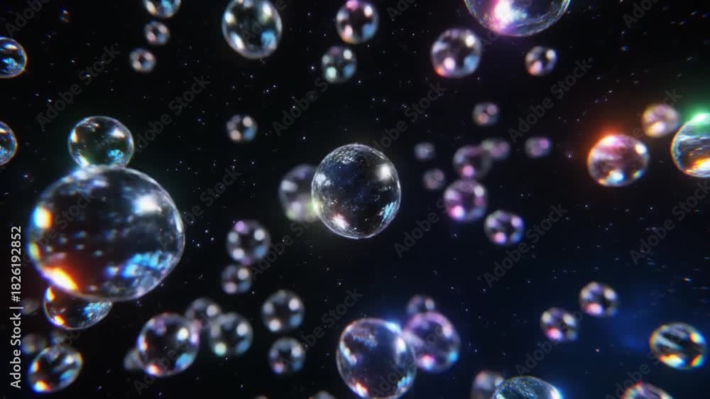 custom made wallpaper toronto digitalCountless glowing bubble universes floating through the dark, star-filled void of cosmic space, illustrating the multiverse concept