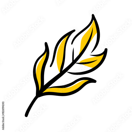 a flat gradient outline icon of a dried leaf for web and graphic design