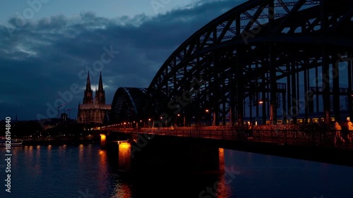 Wallpaper Mural Cologne Cathedral and Hohenzollern Bridge at night in Cologne, Germany. Torontodigital.ca