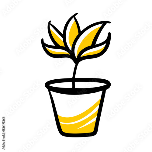 a flat gradient outline icon of a flower pot for web and graphic design