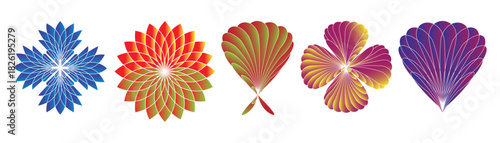 Colorful Geometric Abstract Floral Shapes Set