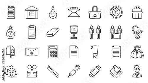 Badminton Icon Set – Racket, Shuttlecock, Court and Player Symbols Vector