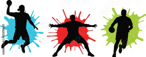 Team sport player in colorful splash background illustration