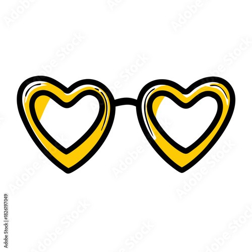 a flat gradient outline icon of heart shaped sunglasses for web and graphic design