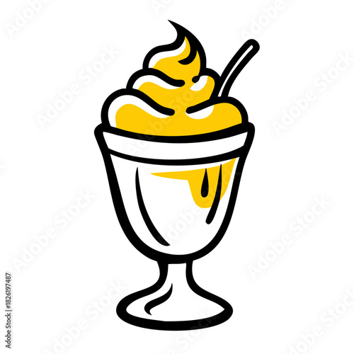 a flat gradient outline icon of an ice cream sundae for web and graphic design