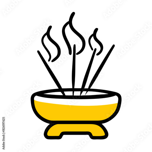 a flat gradient outline icon of an incense holder for web and graphic design