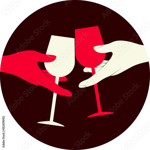 two hands with wine glasses