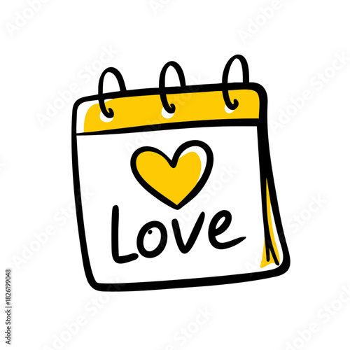 yellow heart love calendar doodle clip art preview