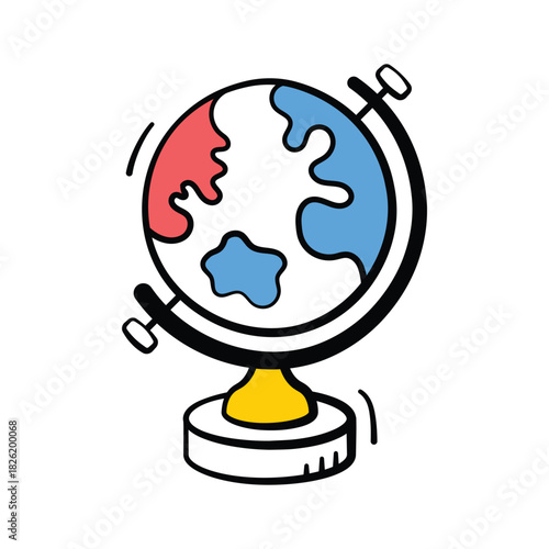 World geography and global education, trendy hand drawn icon
