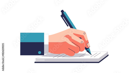 Stylized Hand Gripping Pen to Document Ideas and Information for Business and Academic Endeavors