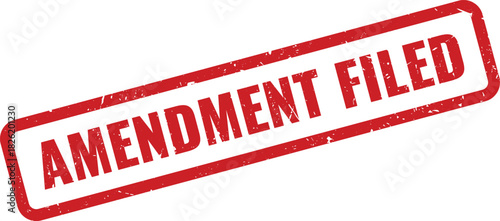 Official red rubber stamp indicating an amendment has been successfully filed for legal documents