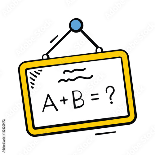 Hand drawn board with math equation representing classroom mathematics