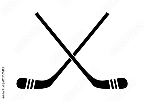 Black and White Crossed Hockey Sticks A Simple Illustration for Sports and Games, EPS File