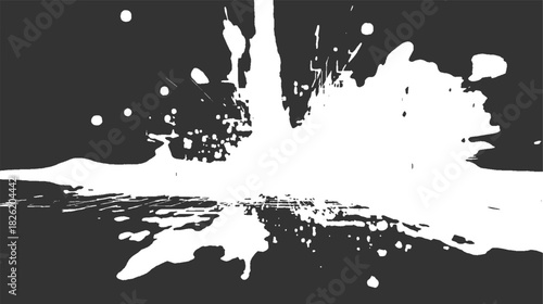 Dynamic white liquid splash and droplets against dark gray background water