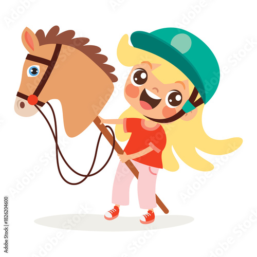 Cartoon Kid Riding Horse Toy