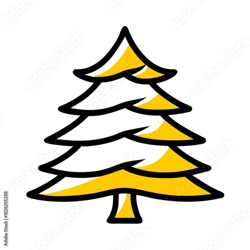 a flat gradient outline icon of a pine tree for web and graphic design