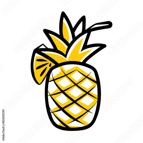 a flat gradient outline icon of pineapple juice for web and graphic design