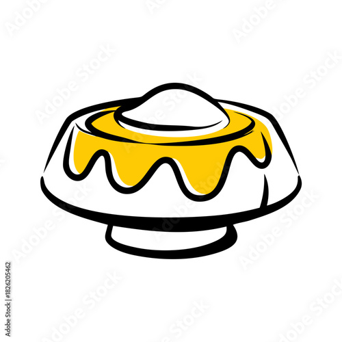 a flat gradient outline icon of a pudding bowl for web and graphic design