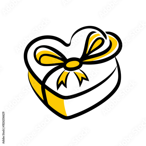 a flat gradient outline icon of a romantic gift box for web and graphic design