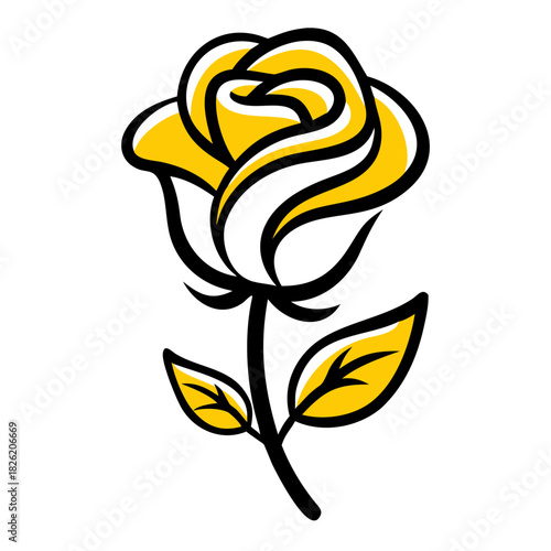 a flat gradient outline icon of a rose flower for web and graphic design