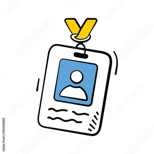 Student identity and school authorization, doodle icon of student id card