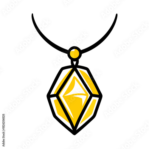 a flat gradient outline icon of a ruby pendant for web and graphic design