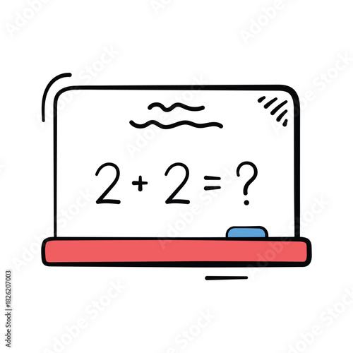 Hand drawn board with math equation representing classroom mathematics