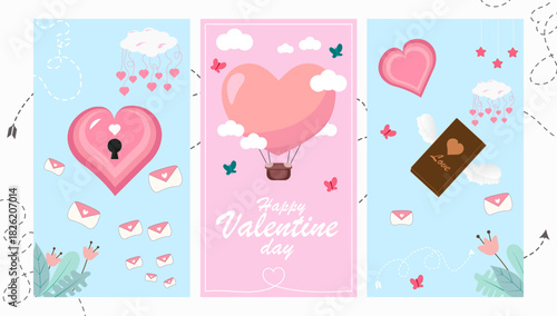 Valentines day background with Heart Shaped Balloons. Vector illustration.banners.Wallpaper.flyers, invitation, posters, brochure, voucher discount.
