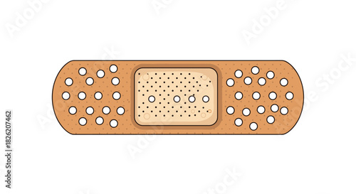 A single adhesive bandage with a tan fabric strip and a central gauze pad with small dots.