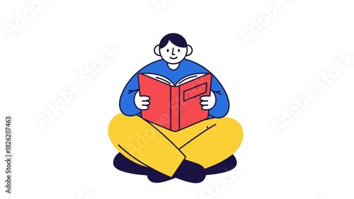 Reading Relaxation A Person Enjoying a Book,  Illustration of Leisure and Learning