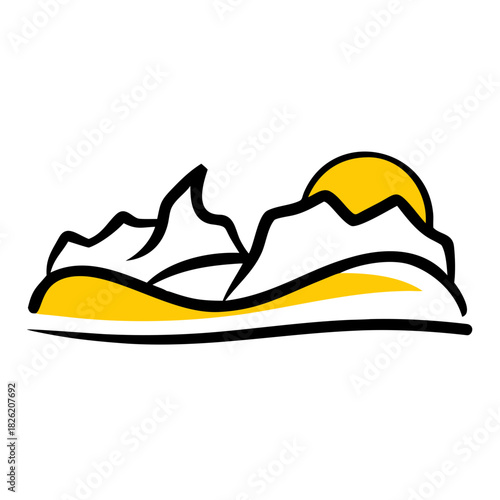 a flat gradient outline icon of a simple landscape outline for web and graphic design