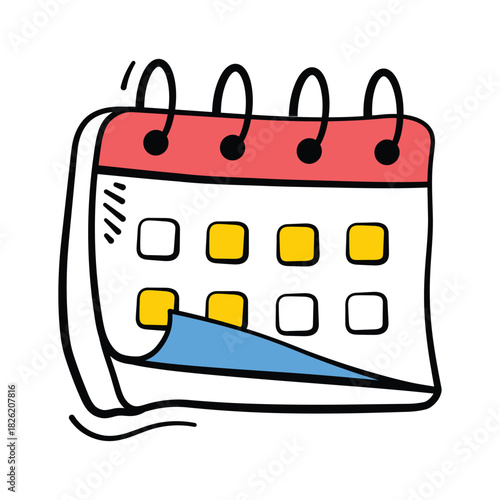 School calendar trendy doodle icon, ready to use vector