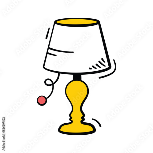 Trendy doodle icon of small desk lamp, study time, workspace lighting, and reading