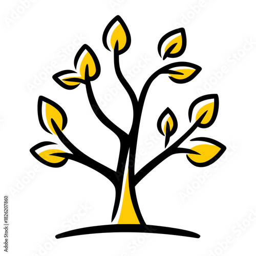 a flat gradient outline icon of a simple tree icon for web and graphic design