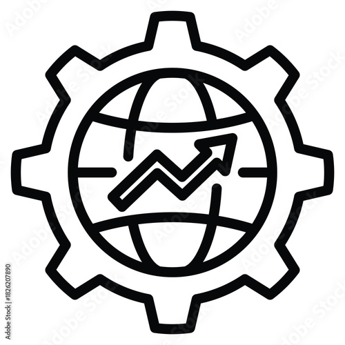 The World Of Business Icon Line Vector Illustration