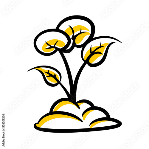 a flat gradient outline icon of a small garden tree for web and graphic design