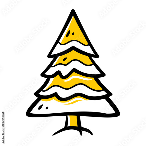 a flat gradient outline icon of a snowy pine tree for web and graphic design