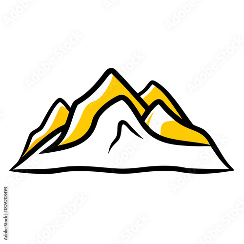 a flat gradient outline icon of a snow capped mountain for web and graphic design